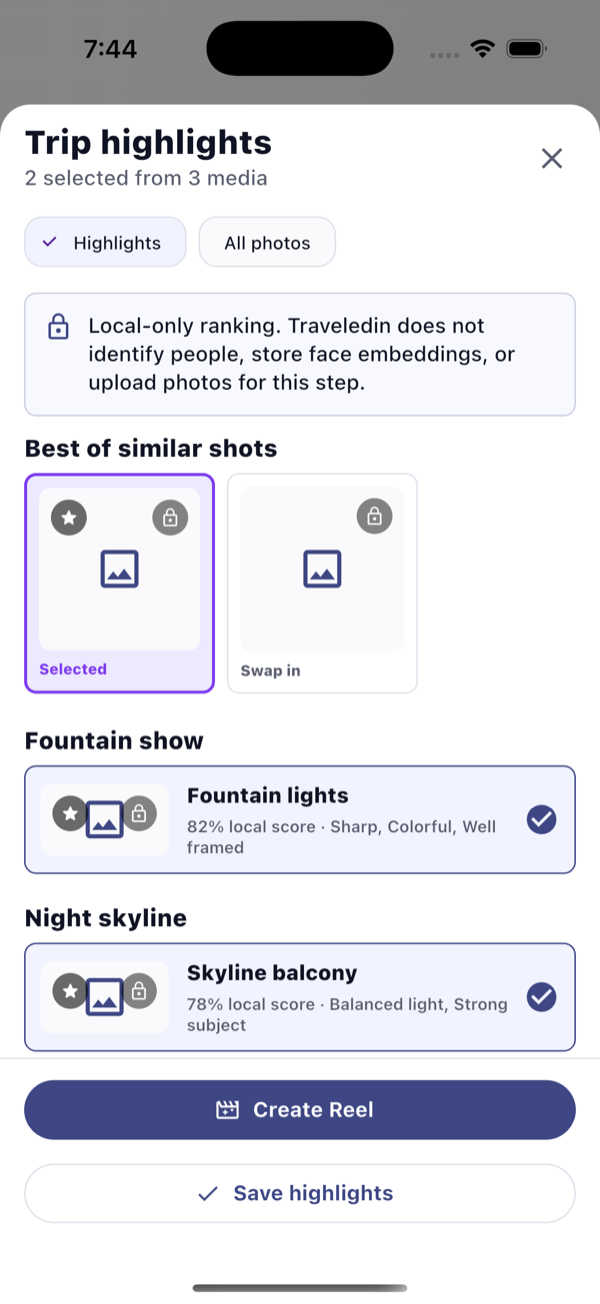 On‑device highlights