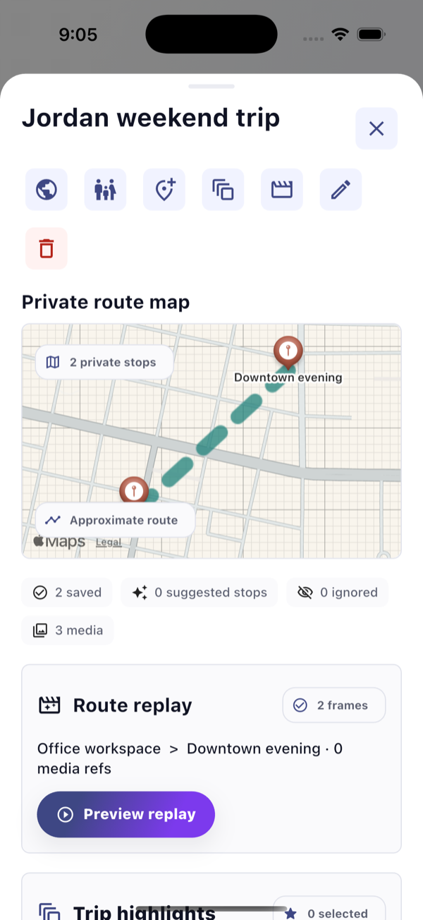 Trip & route map